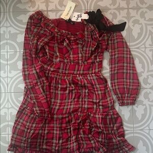 Chic Red Plaid Kids Dress with Ruffles